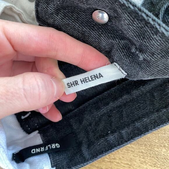 GRLFRND Helena High Rise Cut Off  Shorts in Black & White - Picture 2 of 5